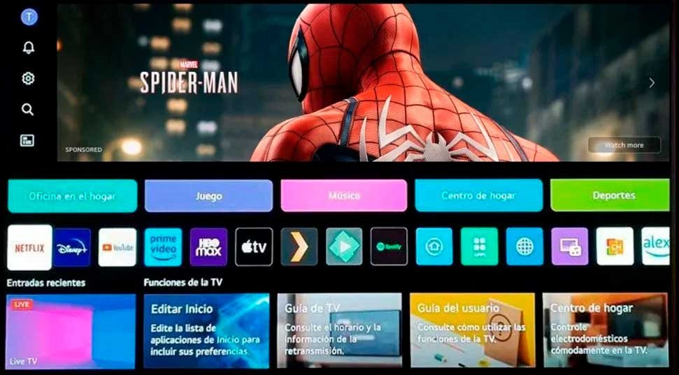 Smart TV LG reproduciendo JumangisTV - Canales colombianos en alta definición